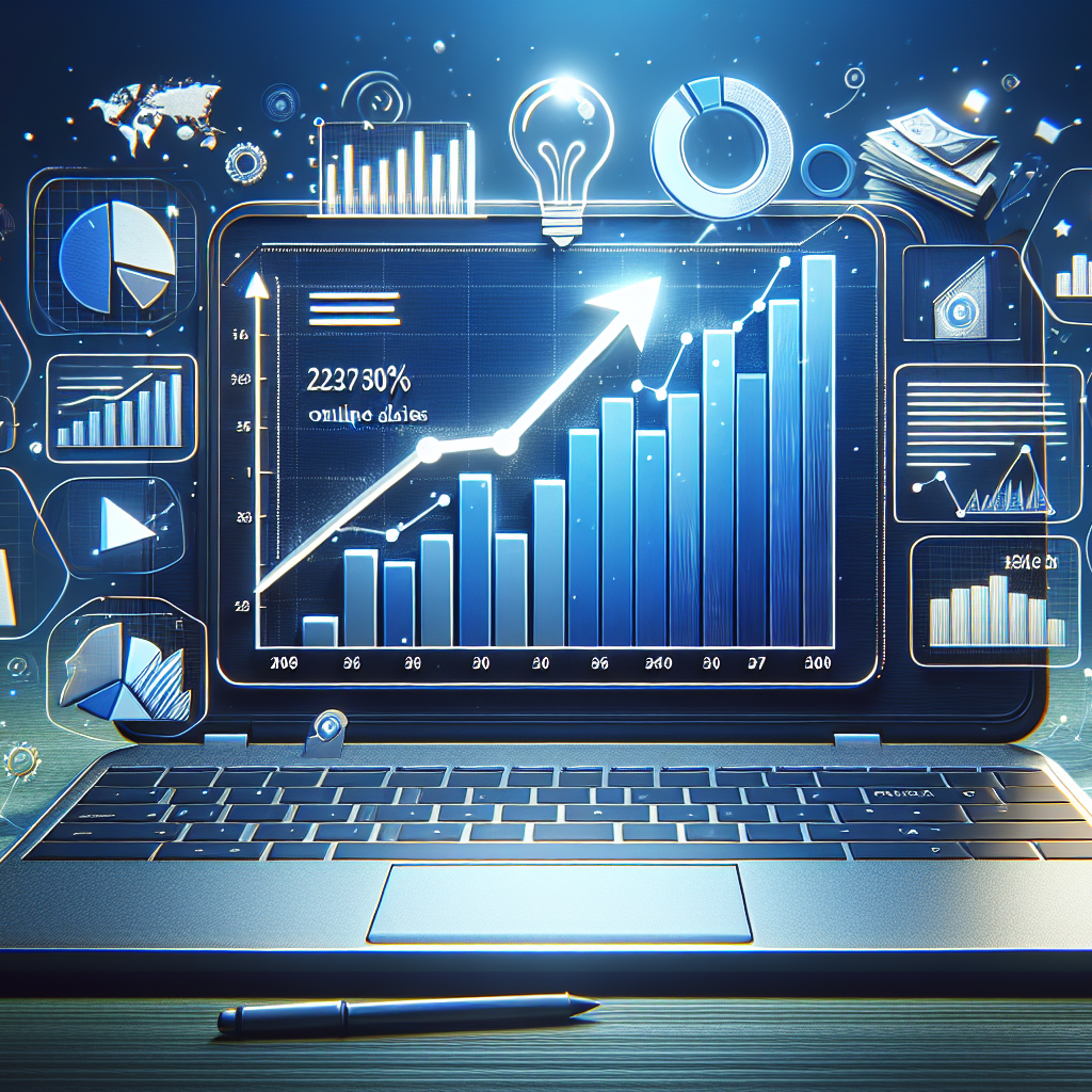 Gráfico de crecimiento de tráfico web y ventas en línea