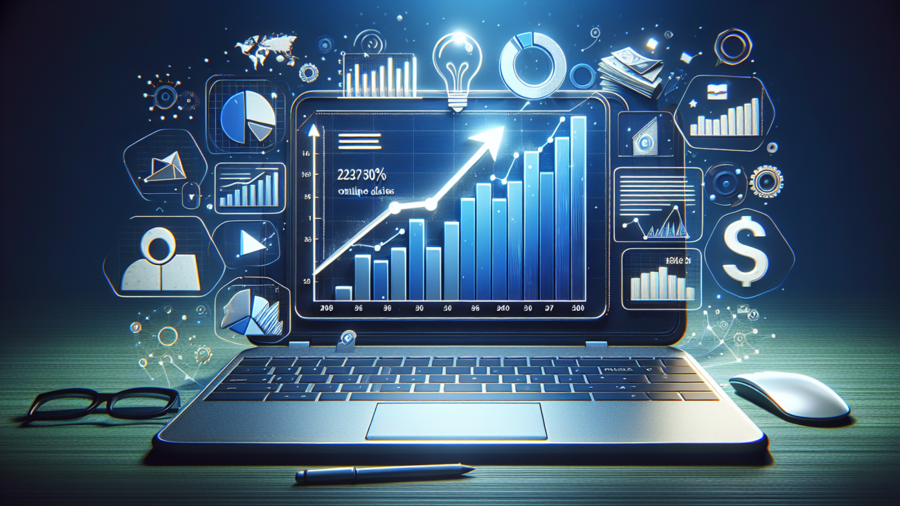 Gráfico de crecimiento de tráfico web y ventas en línea