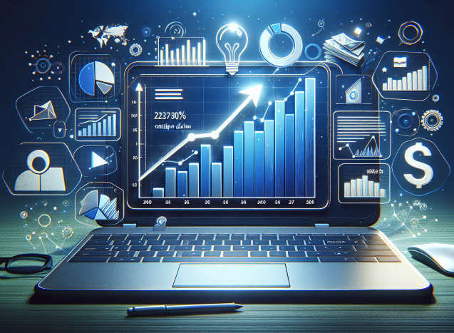 Gráfico de crecimiento de tráfico web y ventas en línea