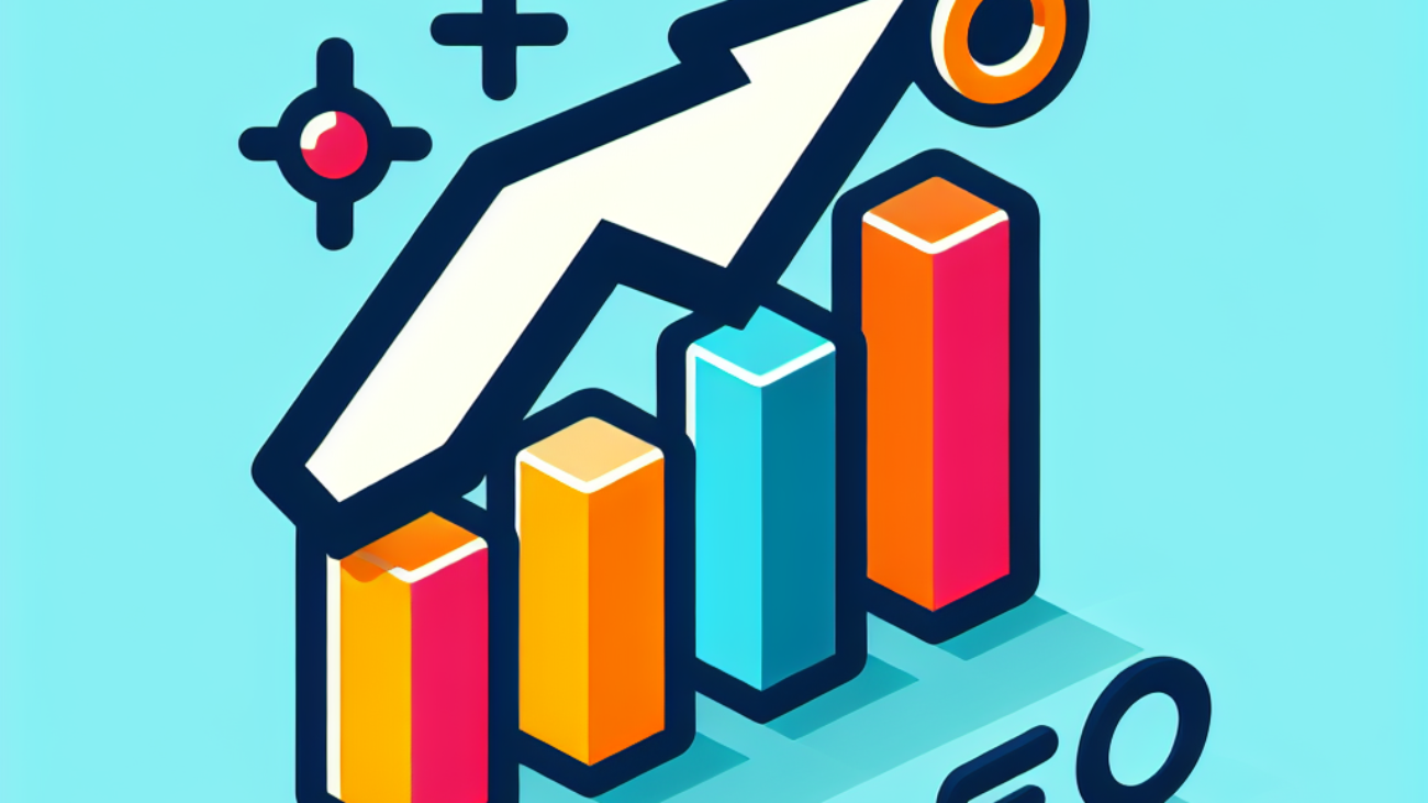 Gráfico de crecimiento de ventas en línea con SEO resaltado