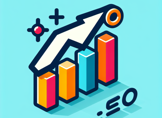 Gráfico de crecimiento de ventas en línea con SEO resaltado