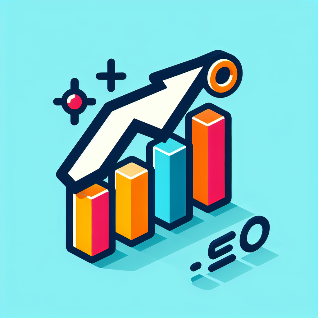 Gráfico de crecimiento de ventas en línea con SEO resaltado