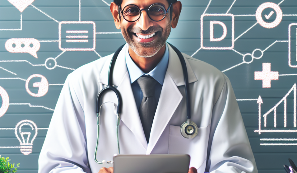 Médico implementando estrategias de marketing digital en su consulta
