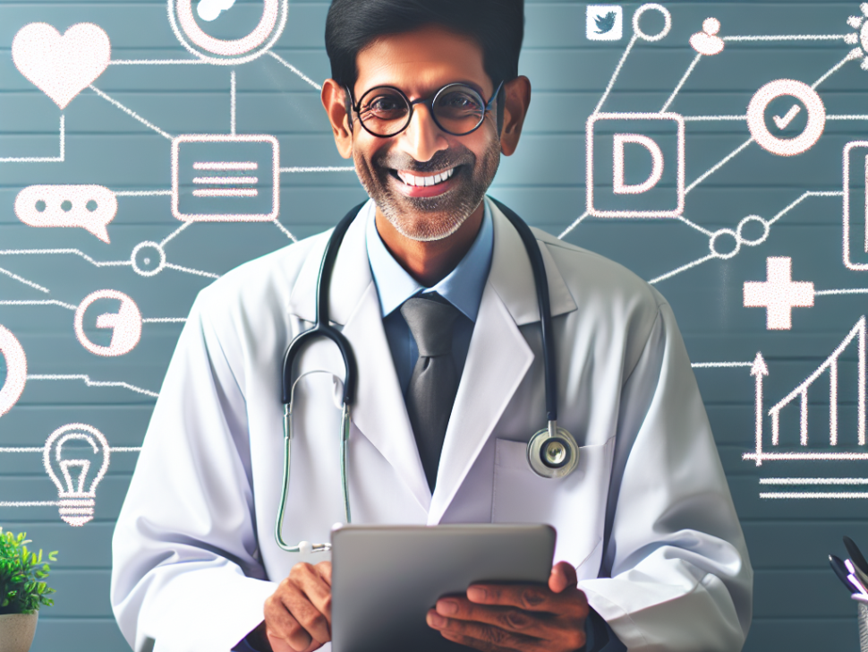 Médico implementando estrategias de marketing digital en su consulta