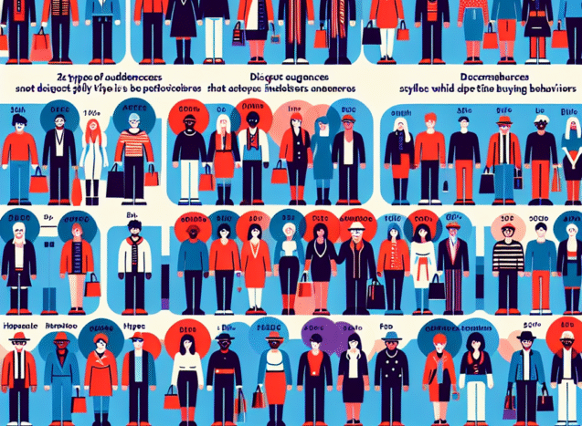 Infografía de tipos de público con iconos de personas