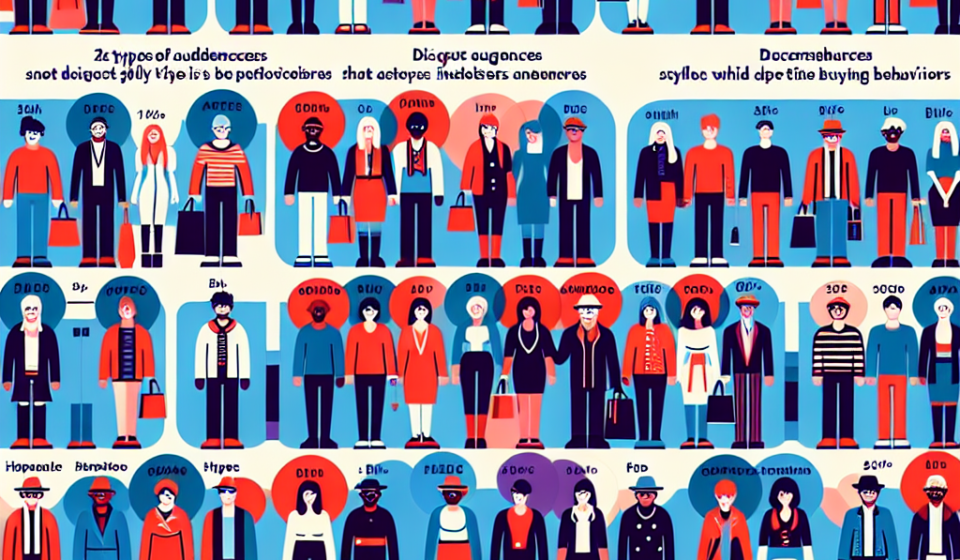 Infografía de tipos de público con iconos de personas