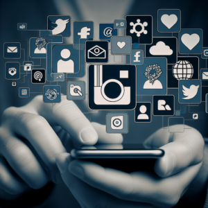 Persona usando redes sociales en su móvil