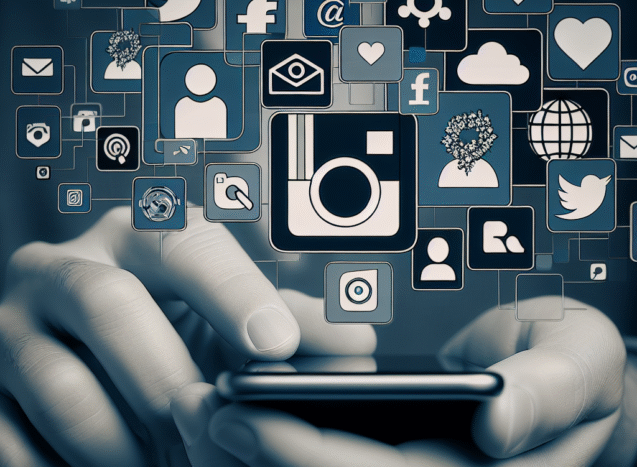 Persona usando redes sociales en su móvil