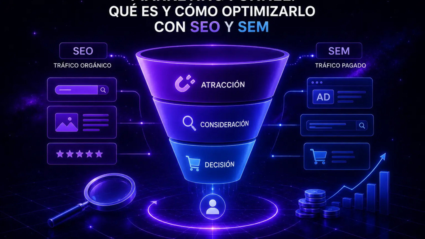 marketing funnel atracción consideración y decisión